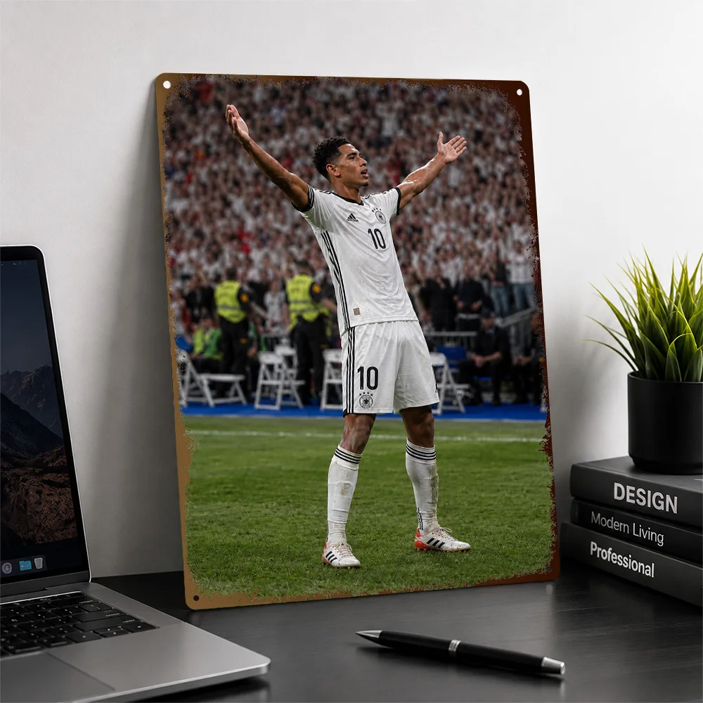 Jamal Musiala Football Textured Poster Customized Metal Tin Sign Matchday Hero Style Wall Art Made For Club Followers In Study