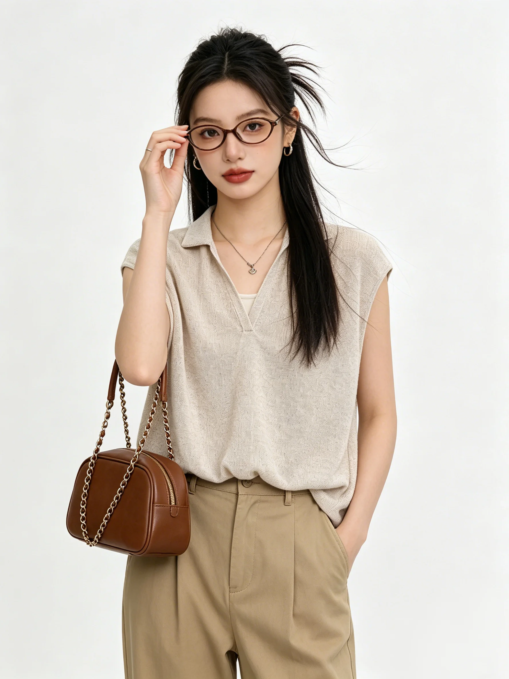 

Korean Style Short Sleeve T-Shirt Women's Loose Slimming Design Summer Turn-down Collar Short Length Commute Top Ladies' Fashion