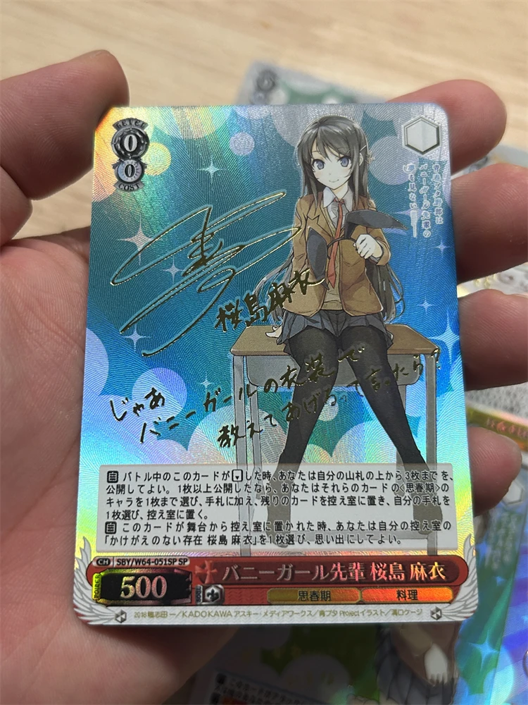 Rascal Droomt Niet Van Bunny Girl Senpai Diy Self-Control Verzamelen Handtekening Trading Flash Card Anime Cartoon Gift Color Flash