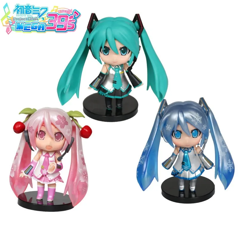

10cm New Hatsune Miku Figure Mini Character Ornaments Kawai Pink Green Hatsune Home Desk Decoration Adult Toy Kid Birthday Gifts