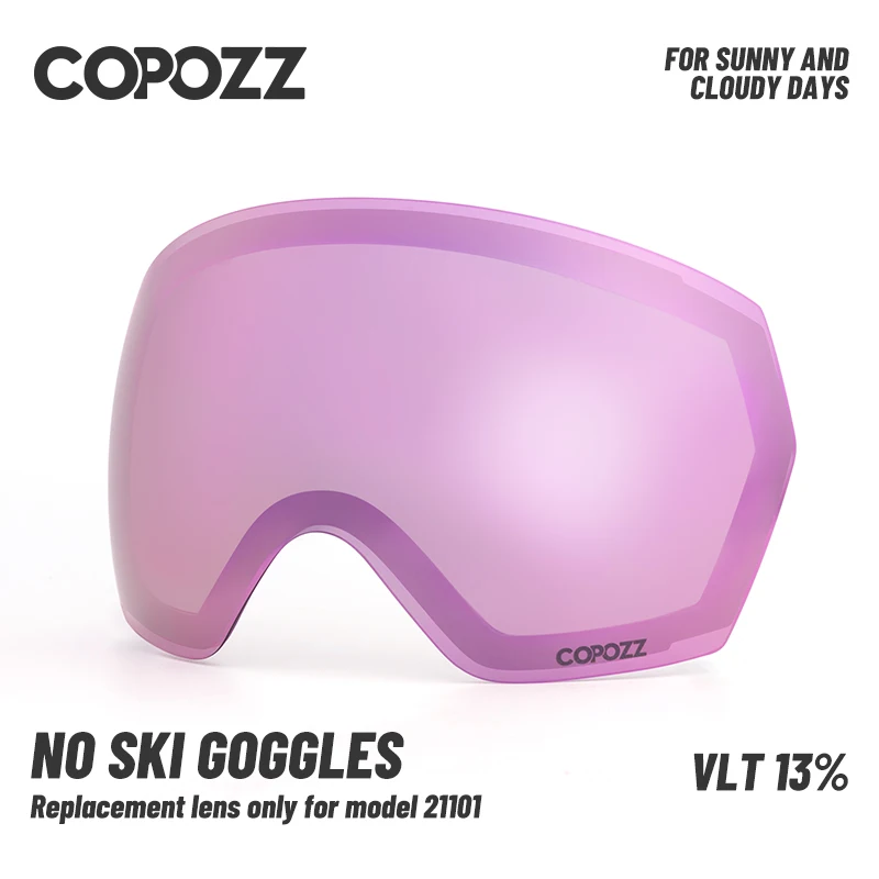 COPOZZ-Gafas de esquí de repuesto para el modelo 21101, lentes de esquí esféricas antivaho UV400, gafas de nieve (solo lentes)