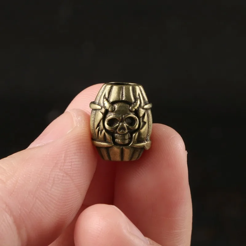 1 PC Creative Personalized Barrel Skull Ornament Pendant Large Hole DIY Accessory Decoration Home Decor Unique Copper Miniature