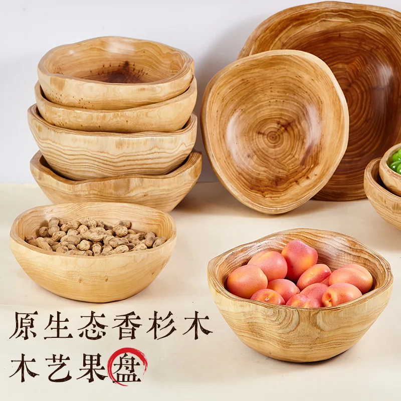 

Solid wood fruit basin, artistic wooden bowl for home use, snack fruit creative plate, Chinese high-end light luxury wooden tray