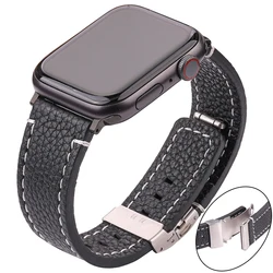 Soft Genuine Leather Strap For Apple Watch Band Serie 7 6 5 4 Se Bracelet 44mm 45mm 40mm 41mm 42mm 38mm Black Brown Watchband