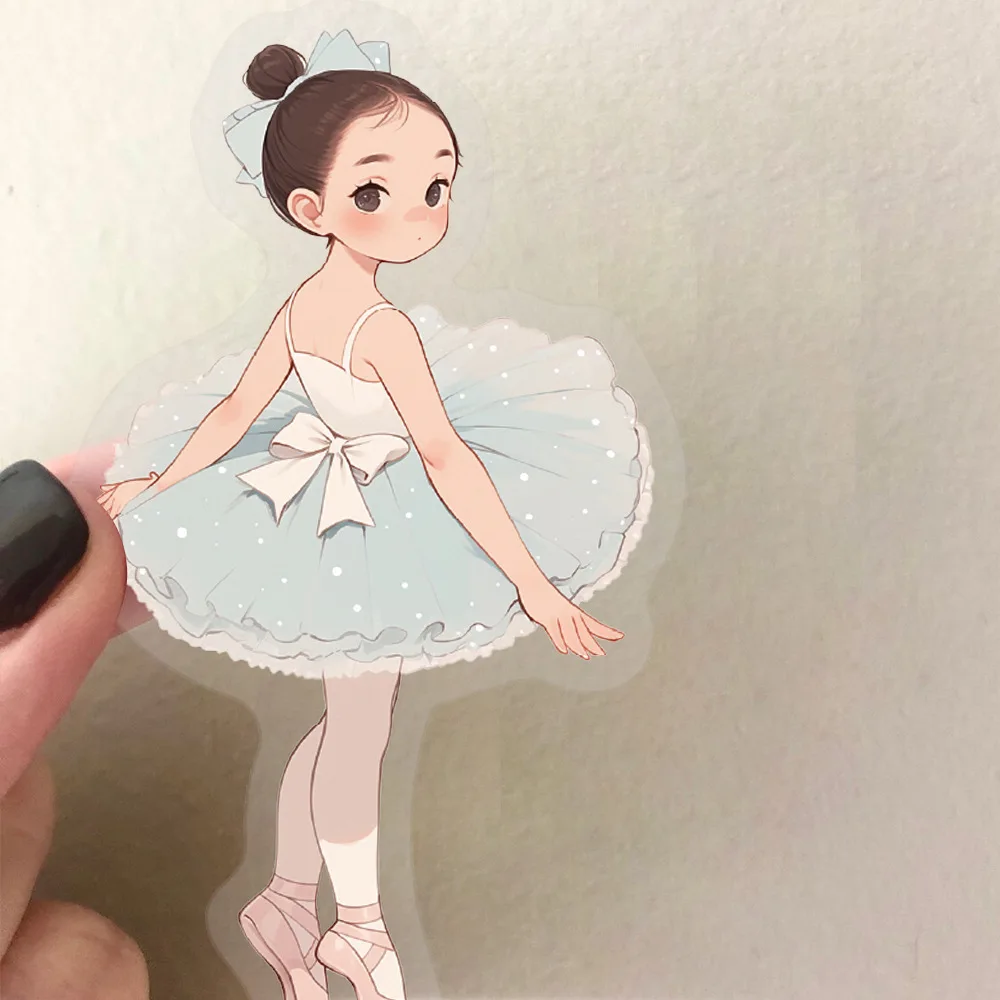 50 autocollants de la série Ballerine, matériaux exquis pour vêtements de filles, coques de téléphone, ordinateurs portables, autocollants imperméables pour jouets d'enfants en PET