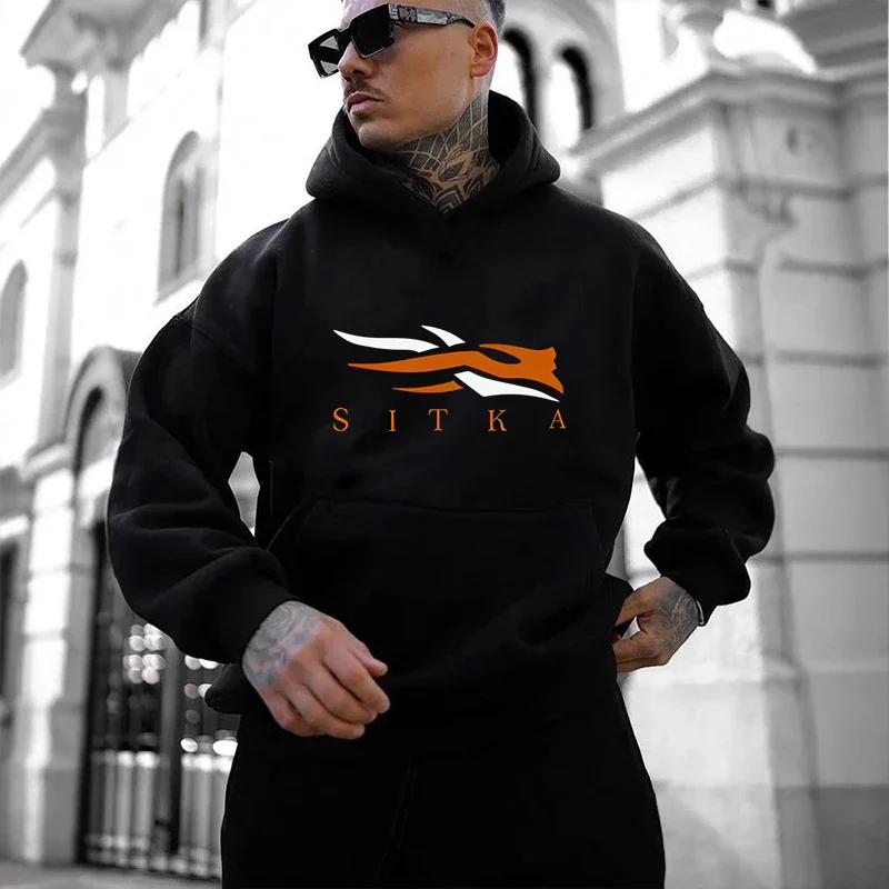 2025 New SITKA Letter Printed Fashion Men's Street Harajuku y2k Autumn/Winter Hoodie Hip Hop Warm Sports and Leisure Clothing