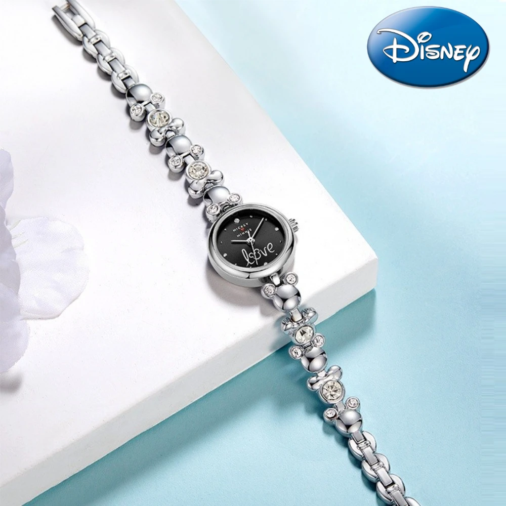 Disney Gift Mickey Quartz Watch With Box Women Fashion Casual Metal Rhinstone Tiny Clock Gilrs Relogio Masculino Gulf