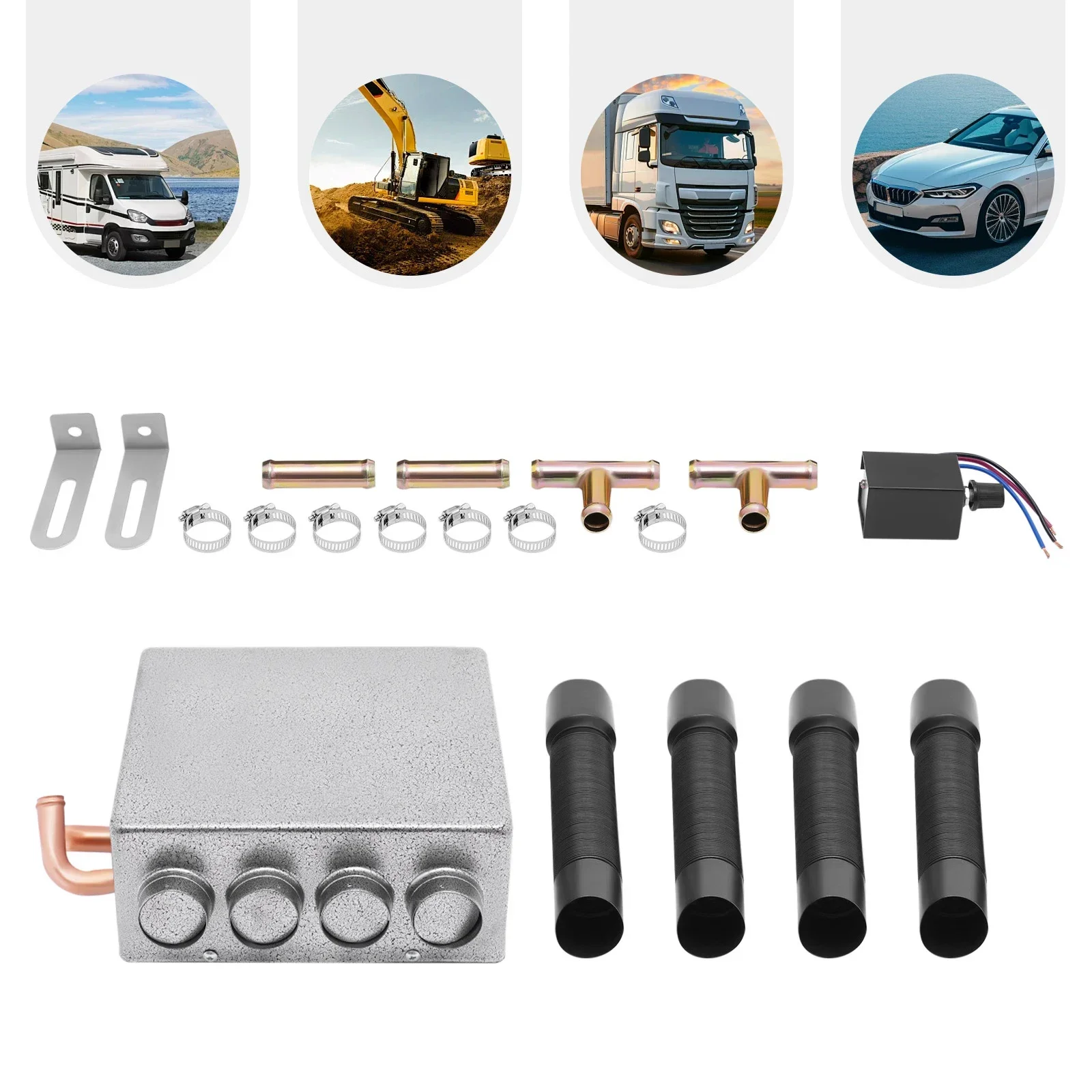 12V 4 Ports Universal Car Compact Hydronic Heater with Speed Switch Cab Auxiliary Heater Assembly for Excavators Harvesters
