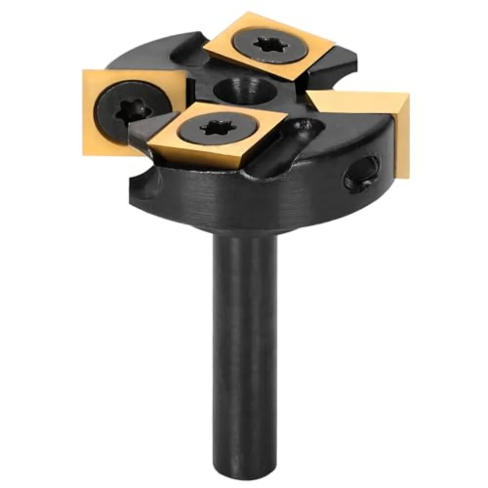 

1pc CNC Carbide Insert Surfacing Router Bit -Handle Four Blade Slotting Wood Planer Bit Insert Carbide Slab Flattening Bit