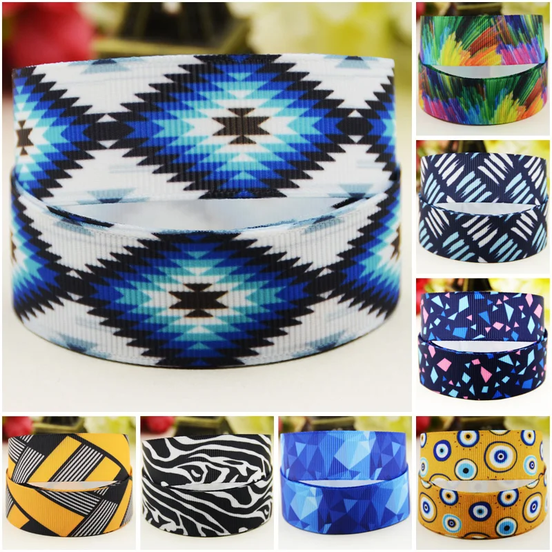 

22mm 25mm 38mm Geometry Cartoon printed Grosgrain Ribbon for DIY Hair Bows Merry Party Gift Decoration Material 10 Yards Ruban