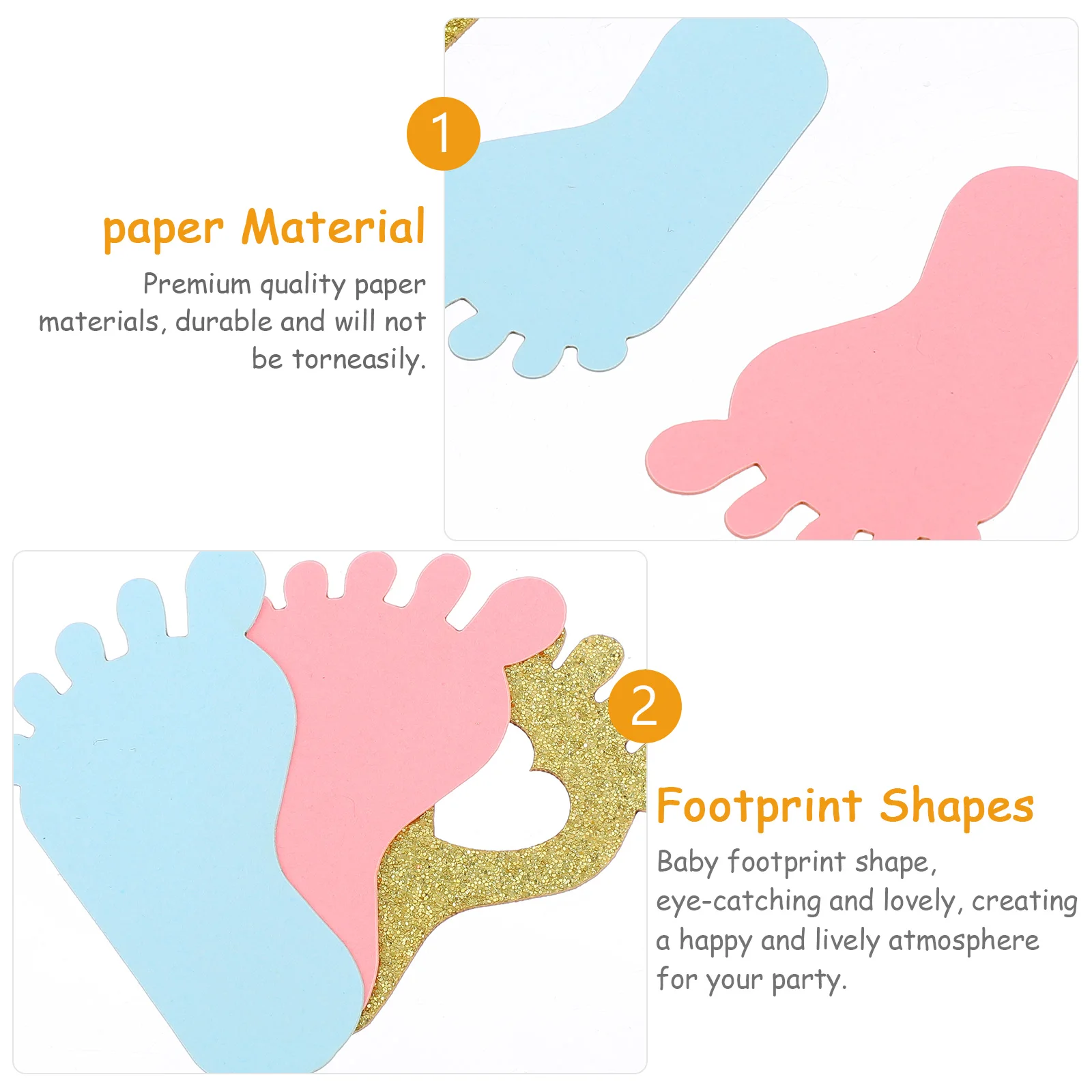 

200 pcs Baby Footprint Confetti Gold Kids Gender Reveal Shower Scatter Table naments C Premium Paper