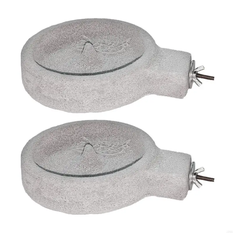 Cage Mounted Bird Feeding Bowl with Standing Perch, Natural Stone Texture and Mounting Screw Design for Routine Feeding JOMD