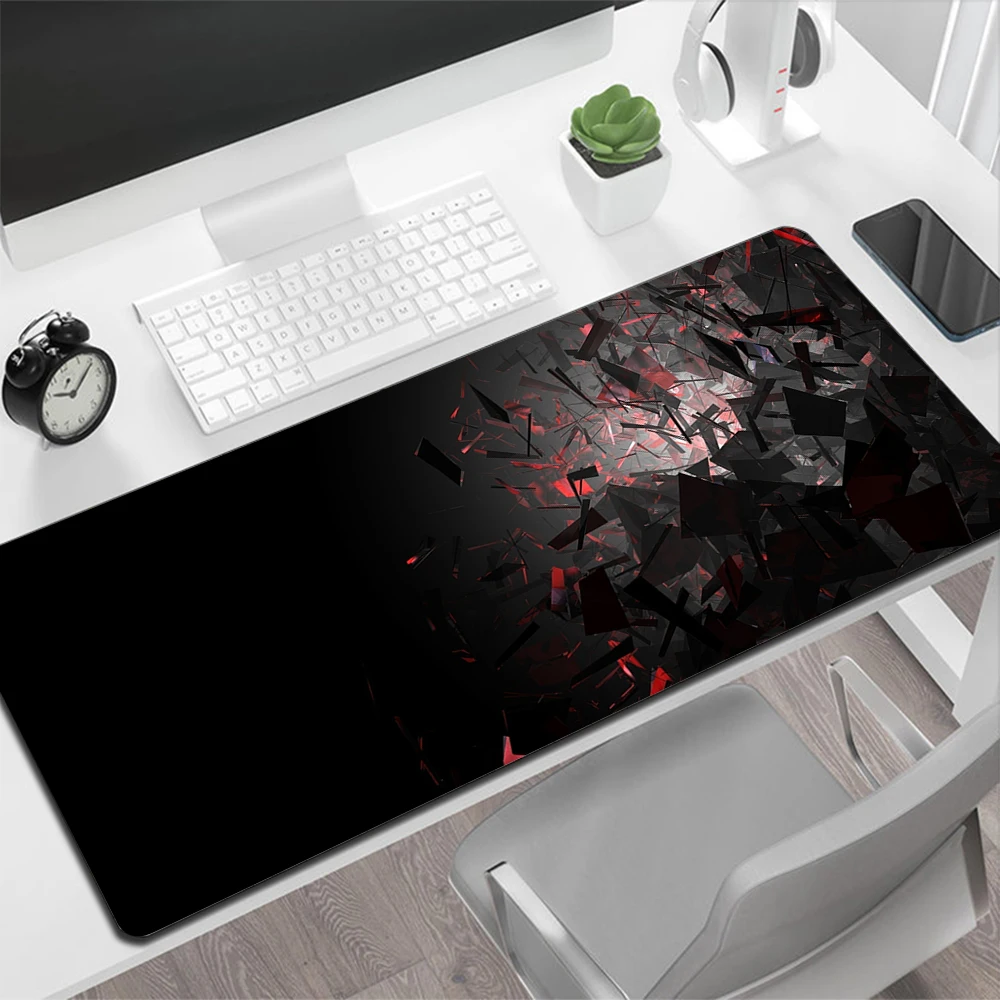 Black Red Geometric Design Gaming Mouse Pad Large Mouse Pad PC Gamer Computer Mouse Mat Big Mousepad Keyboard Desk Mat Mause Pad