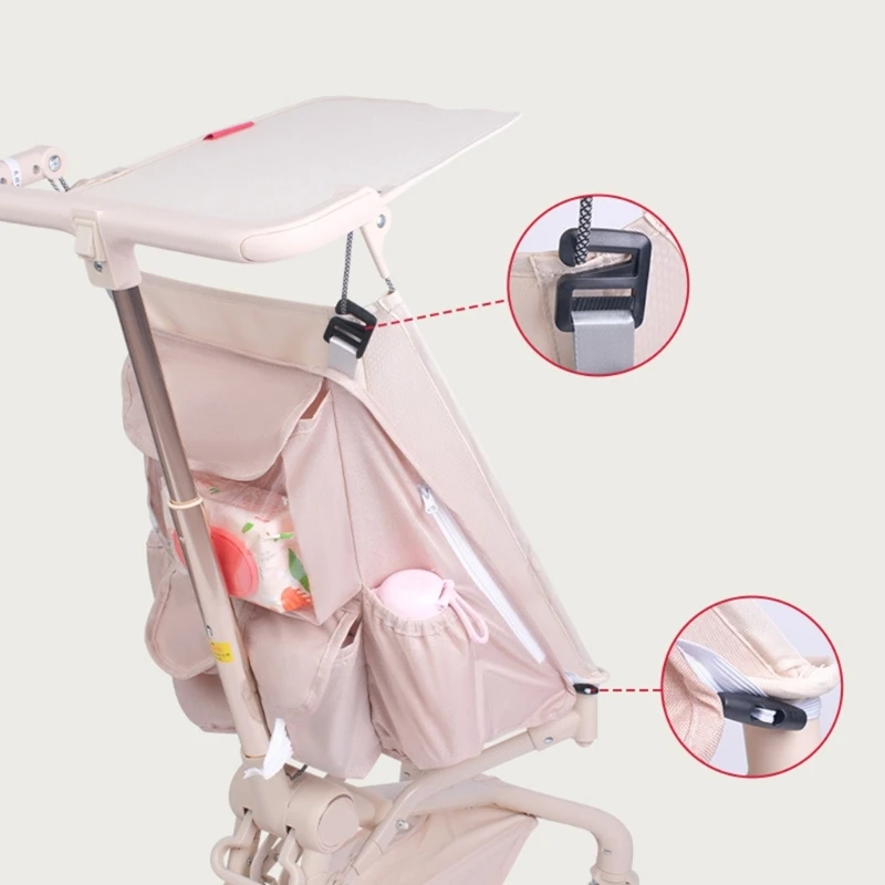  Universal Strollers Hanging Bag Water Resistant Fabric Multi Compartment Organiser Case For Diapers Toy