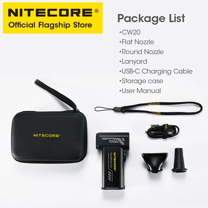 NITECORE CW20 다목적 포켓 사진 촬영용 팬 전기 휴대용 팬 스텝리스 윈드 블로워 캐논 소니 쇼트 비디오 캠핑용
