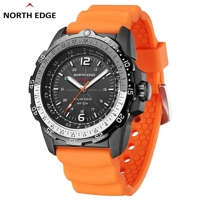 NORTH EDGE EVOQUE 2 Men Digital Military Watch 50M Waterproof Men's Sport Wristwatches Solar Power Luminous Enviormentally Clock