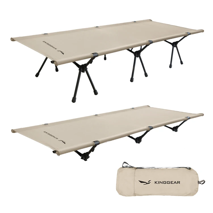 

KingGear Outdoor Portable Aluminum Oxford Lightweight Camping Bed Foldable Adjustable Folding Bed Cot for Adults