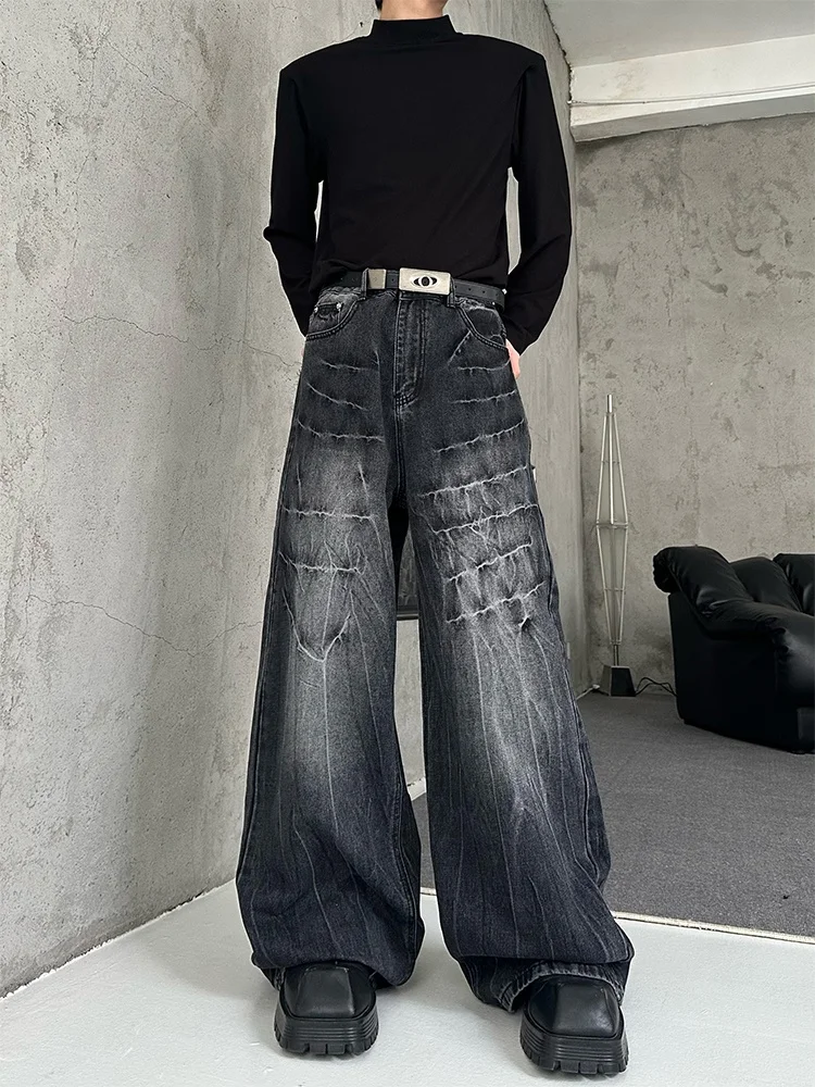 High Waist Wide Leg Loose Fit Denim Jeans Vintage Washed Design Casual Cotton Polyester Blend Four Seasons Youth Fashion