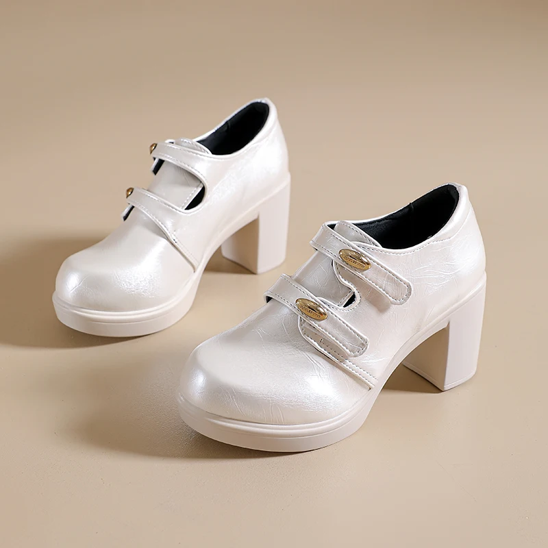 

Белые туфли Мэри Джейн на высокой платформе, нишевый дизайн, весенне-осенний стиль, низкий верх
