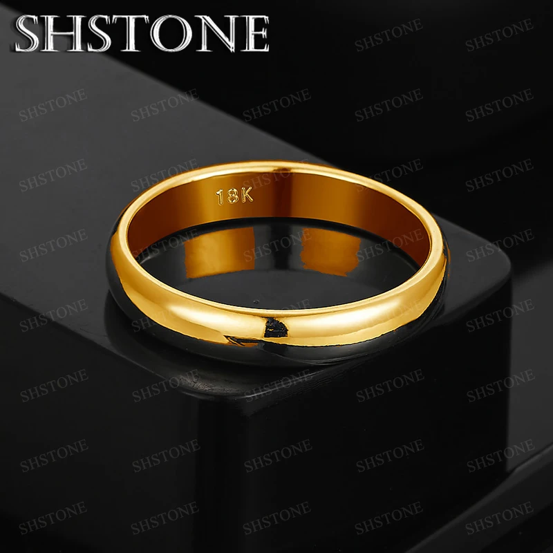 Wholesale 18k Gold Smooth Round Ring For Women Fashion Party Engagement Wedding Ring Fashion Simple Versatile Jewelry Gifts