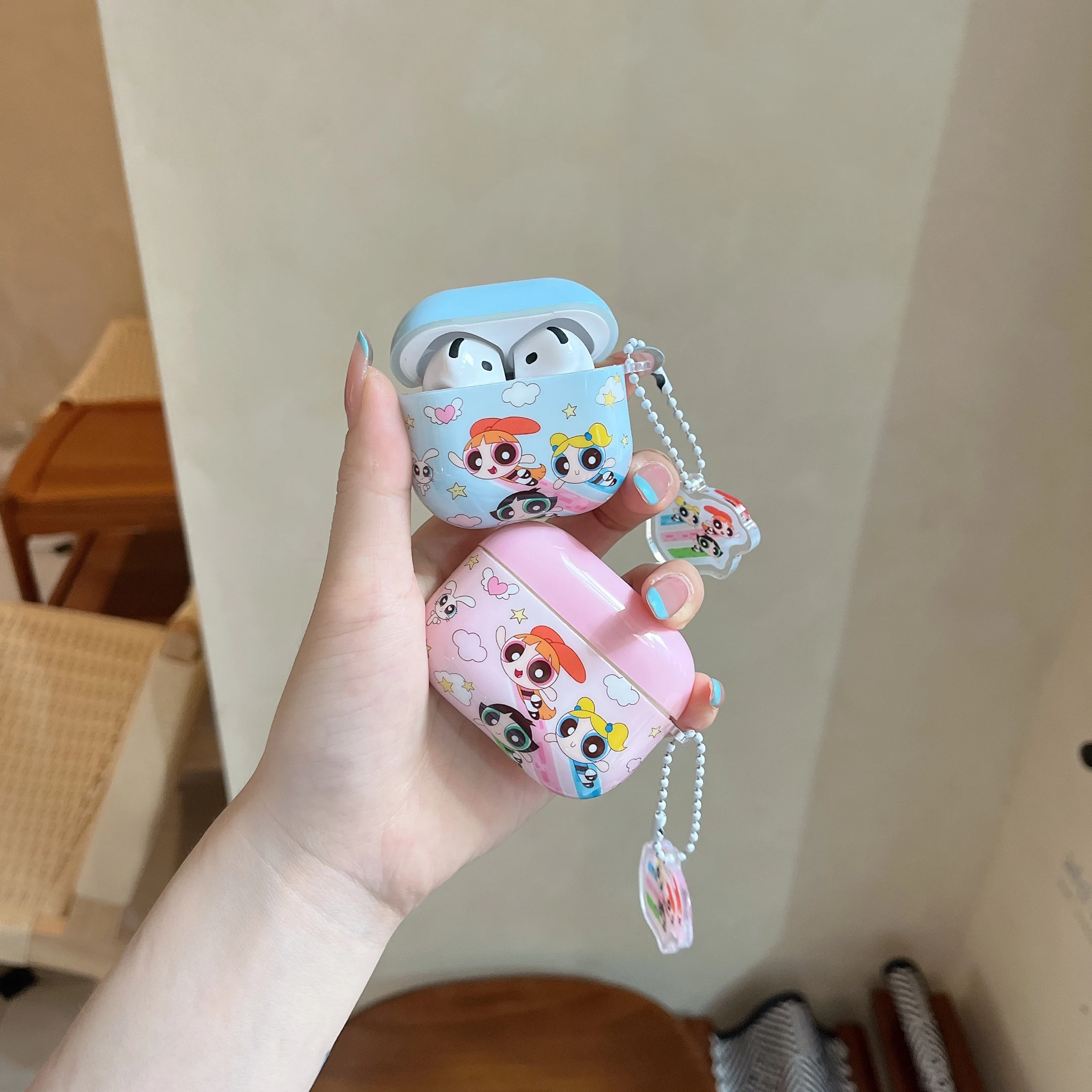 

Two Color Anti-Drop Bluetooth Headphones Case Sunshine Kawaii For The Powerpuff Girls Pink And Blue For Airpods 4 1 2 3 Pro Pro2