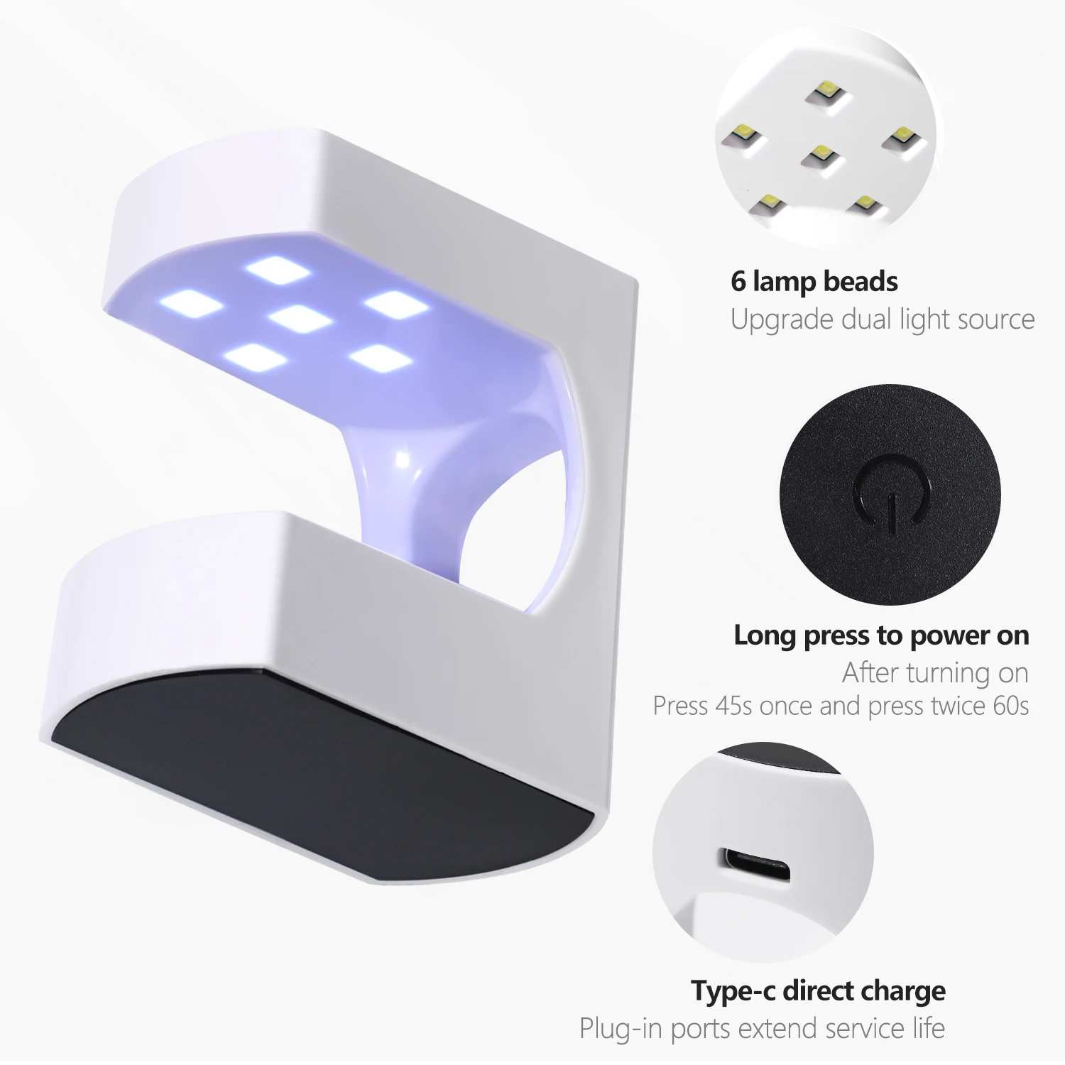 YIKOOLIN مصباح أظافر LED صغير مع مؤقت سريع الجفاف ومجفف أظافر محمول للسفر لفن الأظافر DIY #3