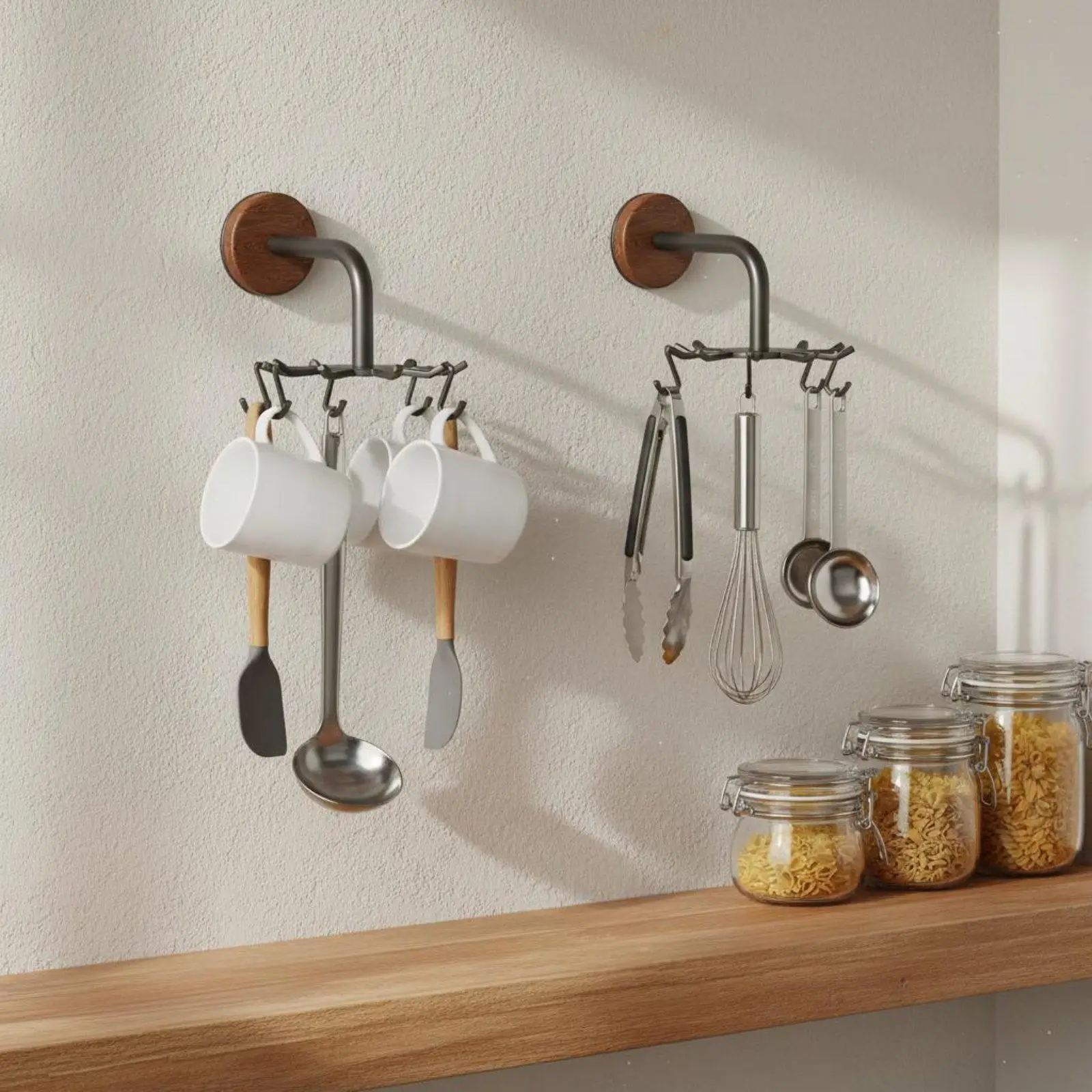 Kitchen Storage Shelf Carbon Steel Wall Hanging Rack Shelf Organizer for Kitchen Utensils