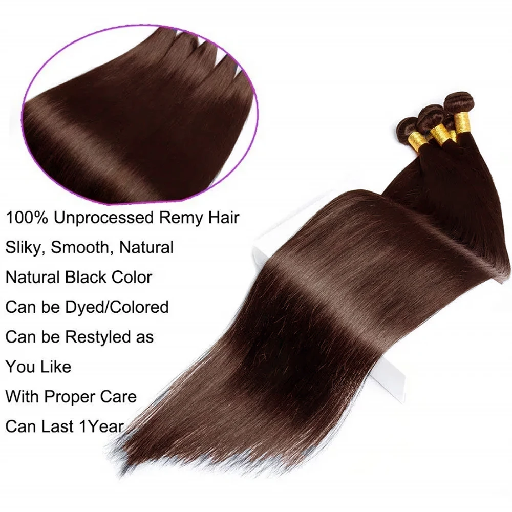 Brown Bundles Human Hair Tissage Bone Straight Bundles 1/3 Pcs Colored Hair Extensions Raw 100% Human Hair Bundles Hair Weave