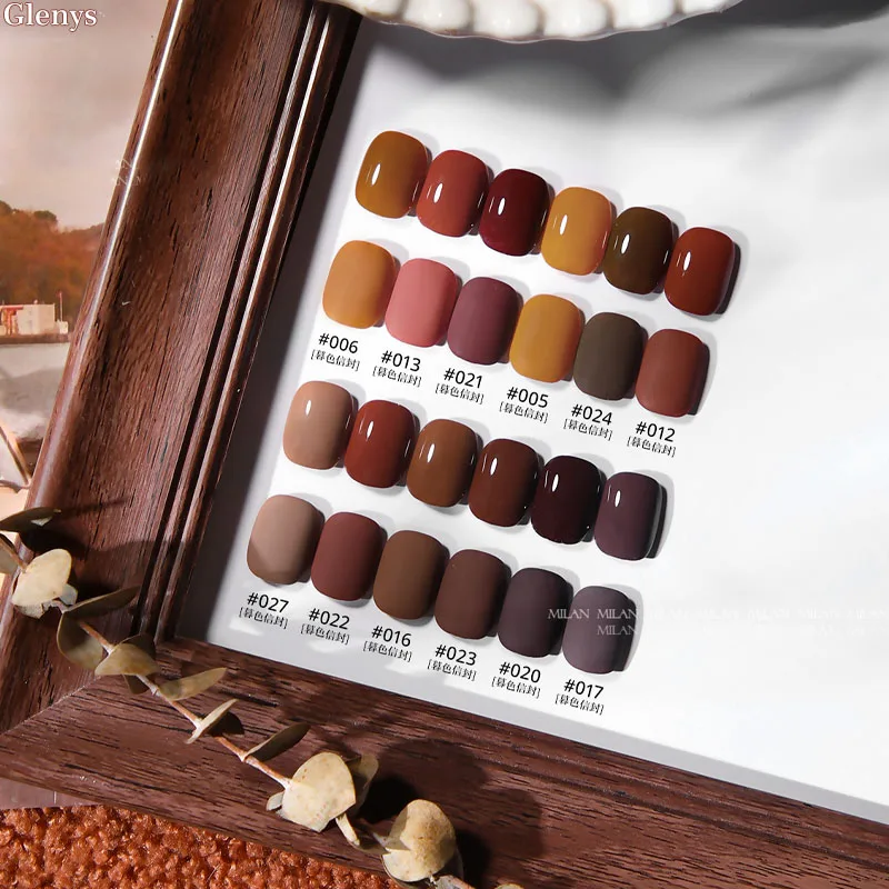 Glenys 30 cores esmalte cola para outono e inverno imersão gel cor correspondência cartão salão de beleza arte essencial verniz conjunto