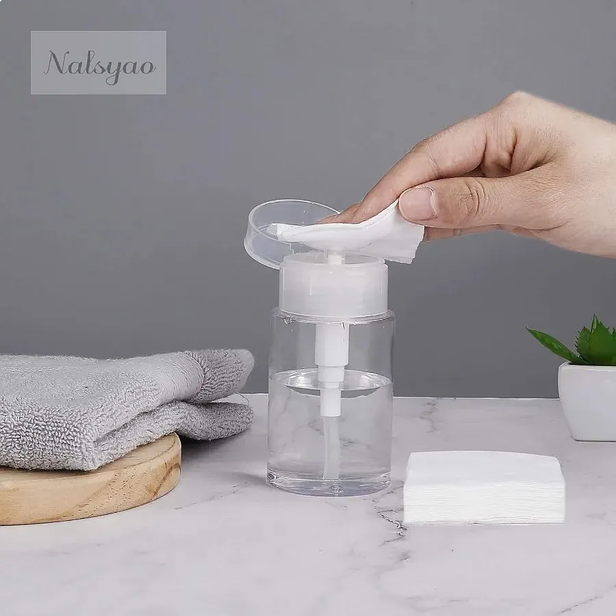 100ml Refillable Empty Press Pump Bottle Clear Dispenser Liquid Container for Cleaner Polish Makeup Manicure Tools