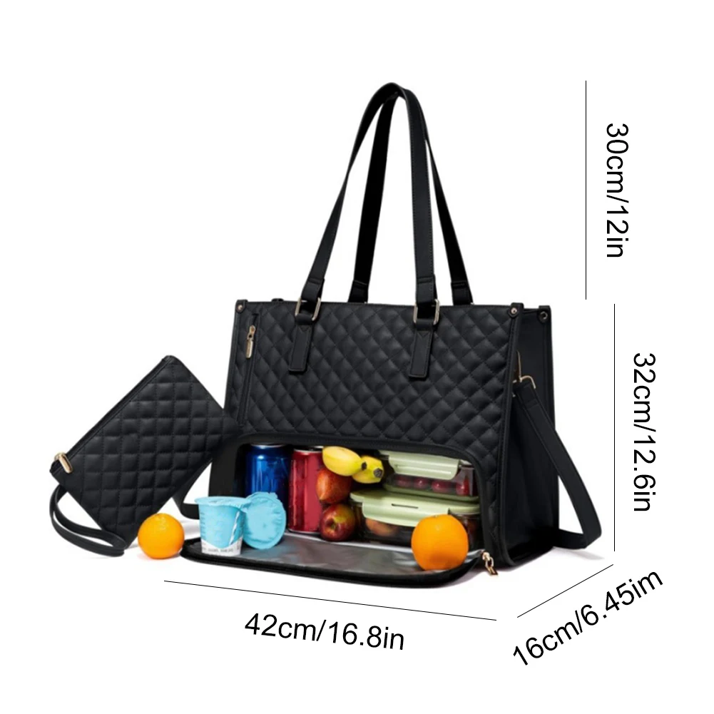 Women 2-in-1 Lunch Bag Multi-Function Lunch Tote Bag Multi-Compartment Business Lunch Bag Large Capacity for Outdoor Work