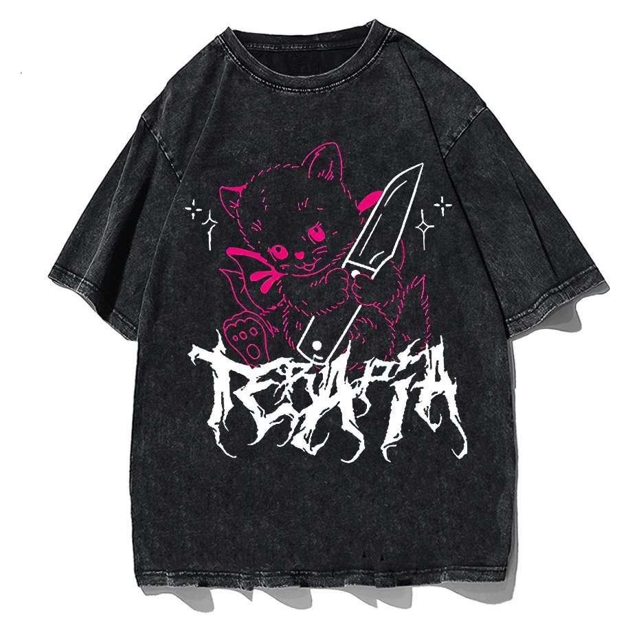 Cute Anime Japanese kawaii T shirt Vintage Harajuku Streetwear Loose Tops Punk Gothic Summer Short Sleeve Unisex T shirt