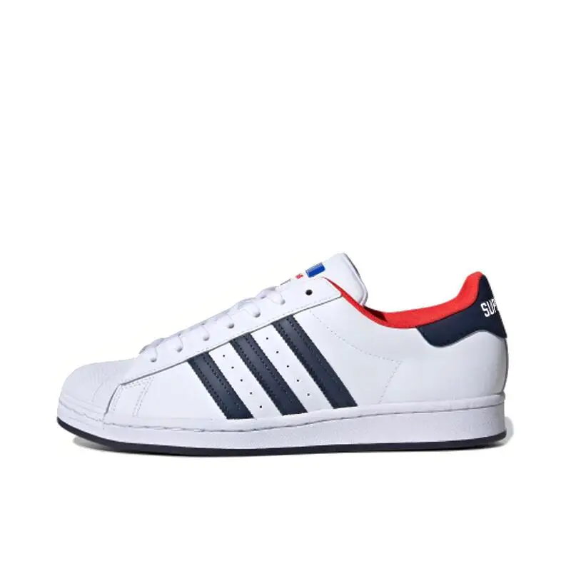 Adidas Origins Superstar Series Anti Slip Lightweight Low Top Board Shoes for Both Men and Women, White and Green