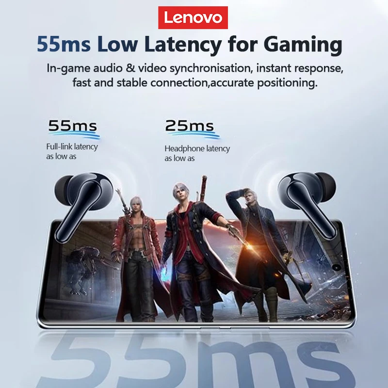 Choice Lenovo XT58 Wireless Bluetooth 5.4 Earphones HIFI Stereo Sound Music Earbuds Long Battery Life Sports Headphones With Mic