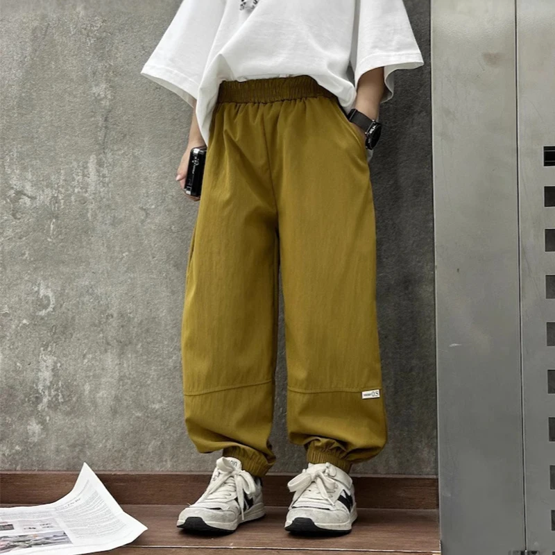 1pcs Kid Sport Pant Boy Girl Casual Loose Thin Trouser Children Ice Silk Spring Summer Baby Fashion Breathable Solid Color Pant
