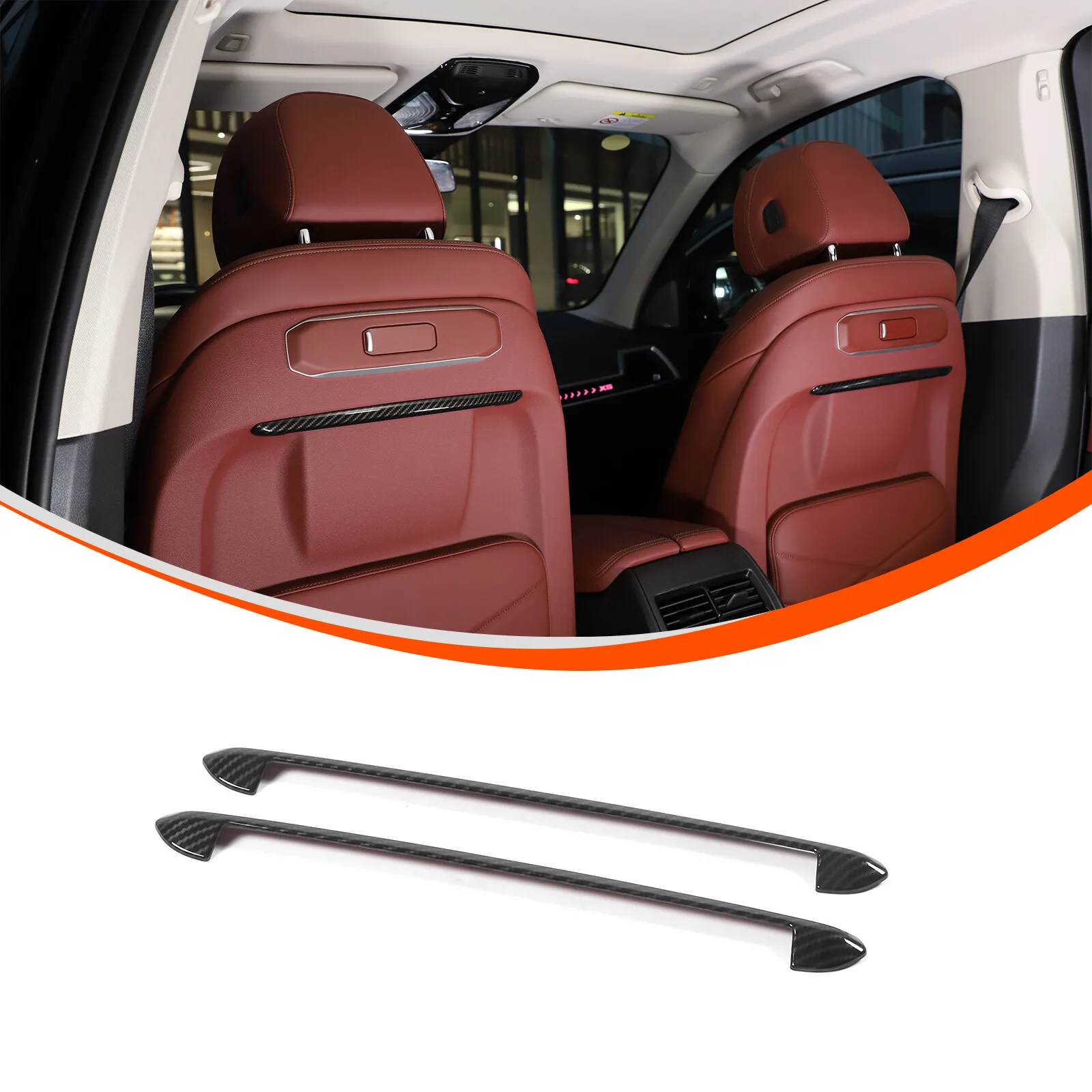 

2PCS ABS Carbon Fiber Car Interior Drivers Passenger Seat Back Trim For BMW X5 G05 2.0T 2023-2025 Decorative Cover Accessories