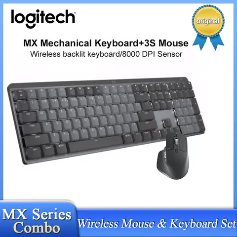 New Logitech MX Master 3S Mouse/MX Mechanical Keyboard Set Upgrade Wireless Bluetooth Office Mice Multi-device Connection