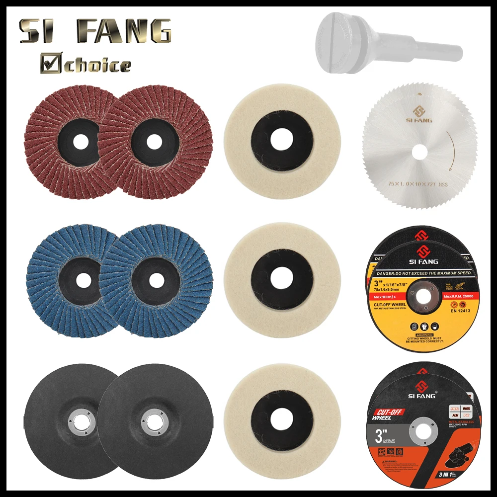 Mini Grinder Disc 75mm Cutting Disc Metal Angle Grinder Accessories Wool Polishing Pads Buffing Angle Grinder Wheel