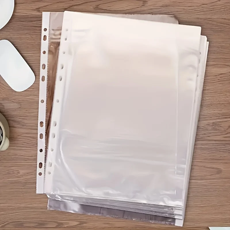 200pcs A4 Transparent Sealing Pocket, 11-Hole Durable File Cover, Ring Binding Folder Top  - a Must for Office File Organization