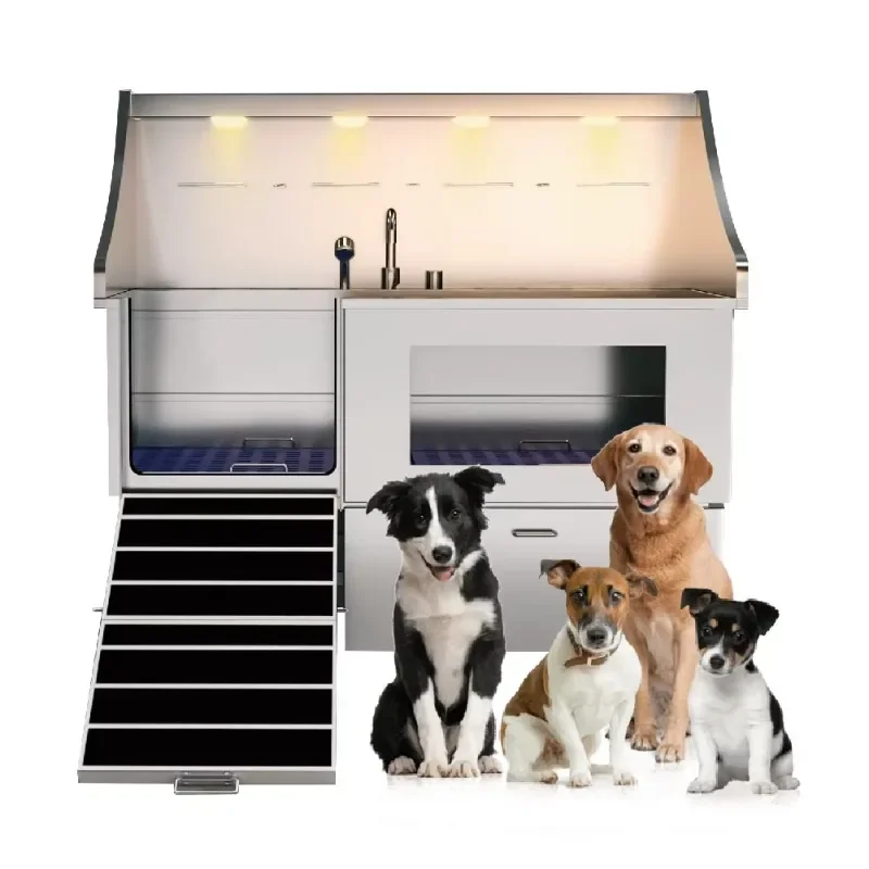 Manufacturer Wholesale  Cleaning Sink Professional Pet Grooming Stainless Steel Dog Bath with Light Emitting Diode Light