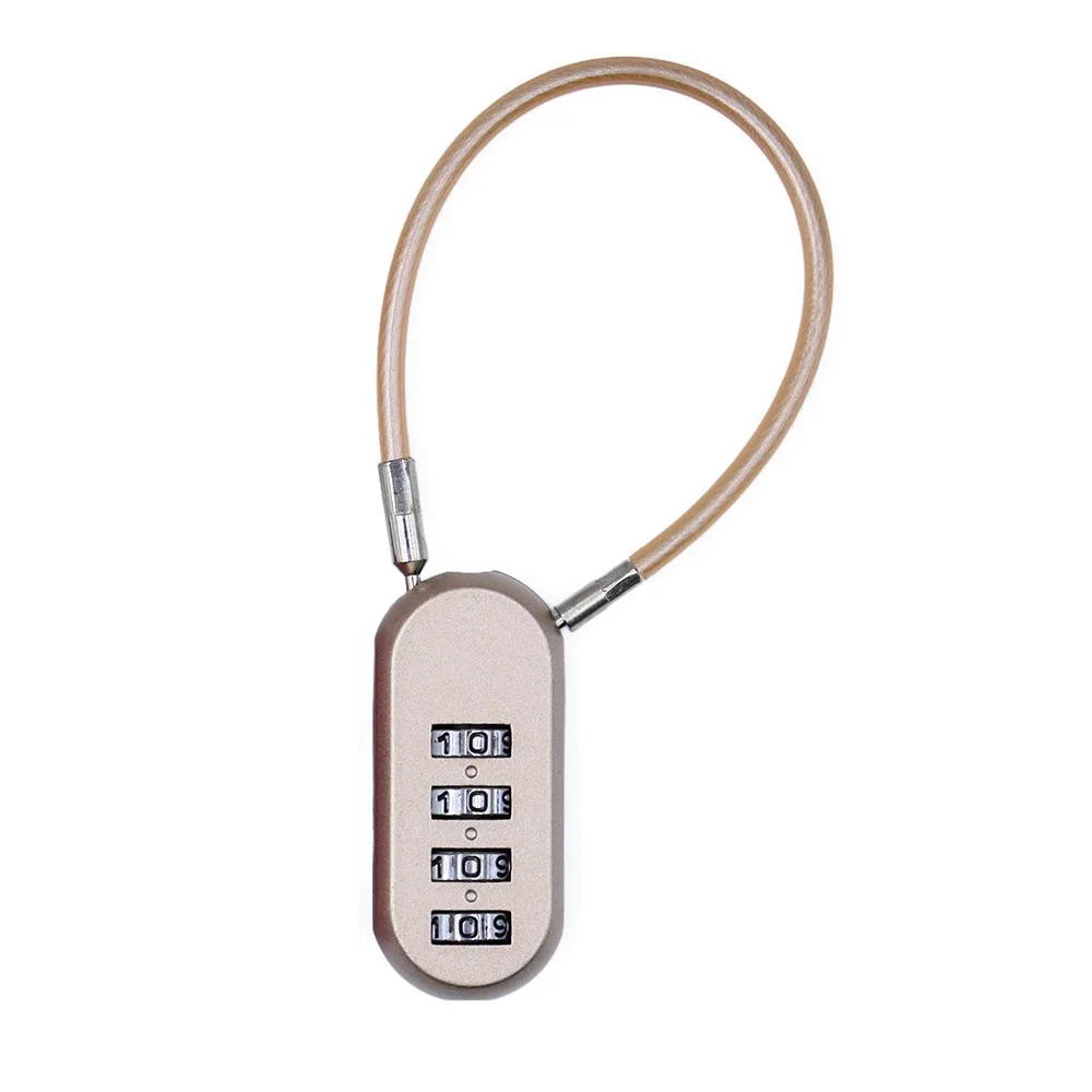 Zinc alloy 4 Digit Password Lock Anti-theft Padlock Dormitory Cabinet Lock Wire Rope Backpack Zipper Lock for Home&Travel