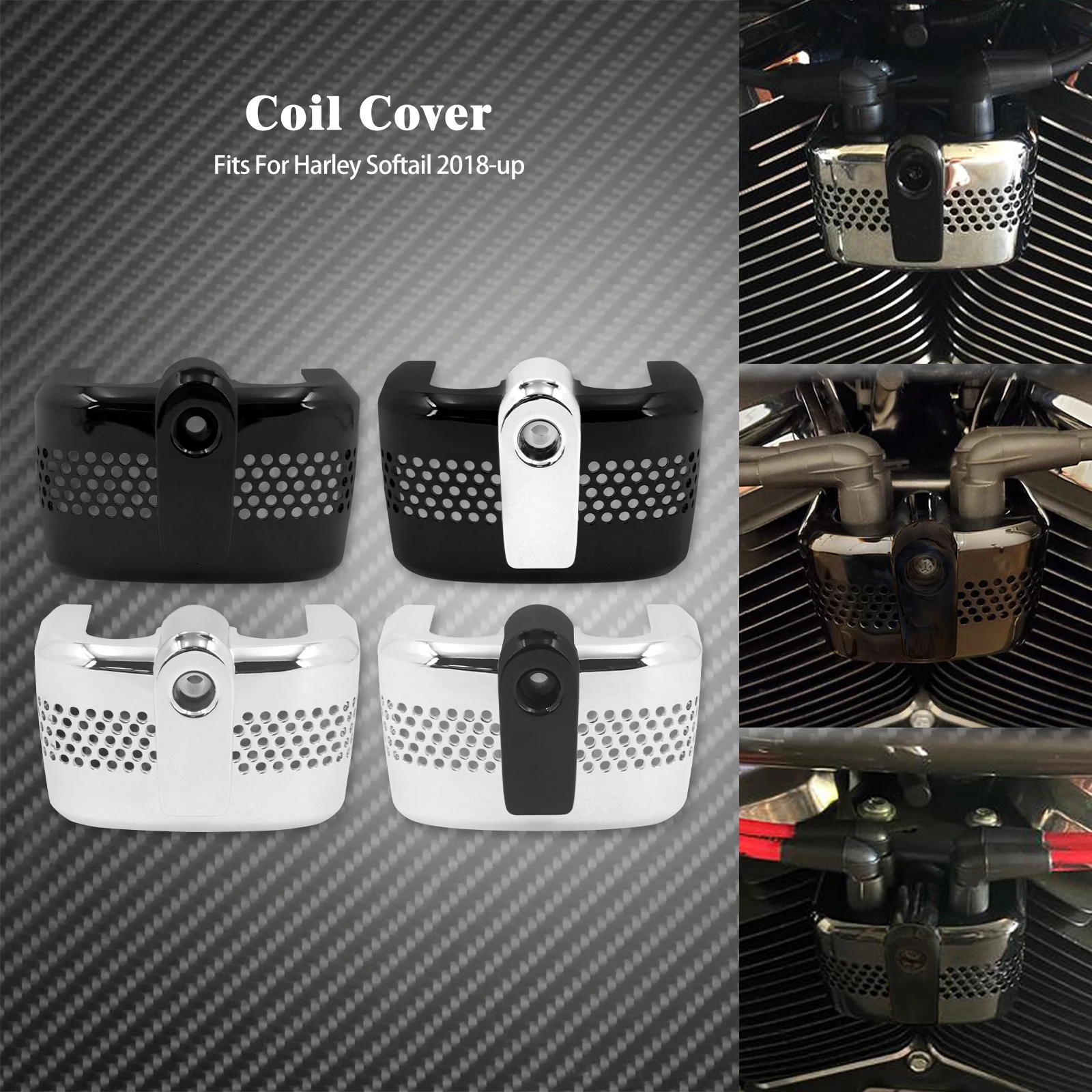 

Motorcycle Ignition Coil Cover Trim Caps For Harley Softail Street Bob FXBB Low Rider Breakout FXBR Fat Boy FXFB Hritage 2018-23