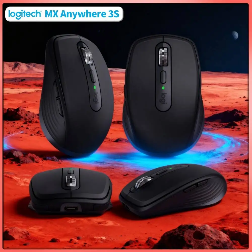 Ergonomic MX Anywhere 3S - 8K DPI, Hyper-Scroll, Anti-Slip, Ideal for Creative Writing Online Course & E-learning Desk Work