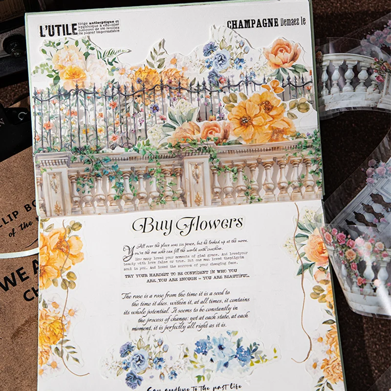 1 لفة سياج الكرمة المشهد PET الشريط لسكرابوكينغ DIY بها بنفسك دفتر لوازم ل صندوق أدوات مكتب ملصقات سطح المكتب مذكرات الديكور