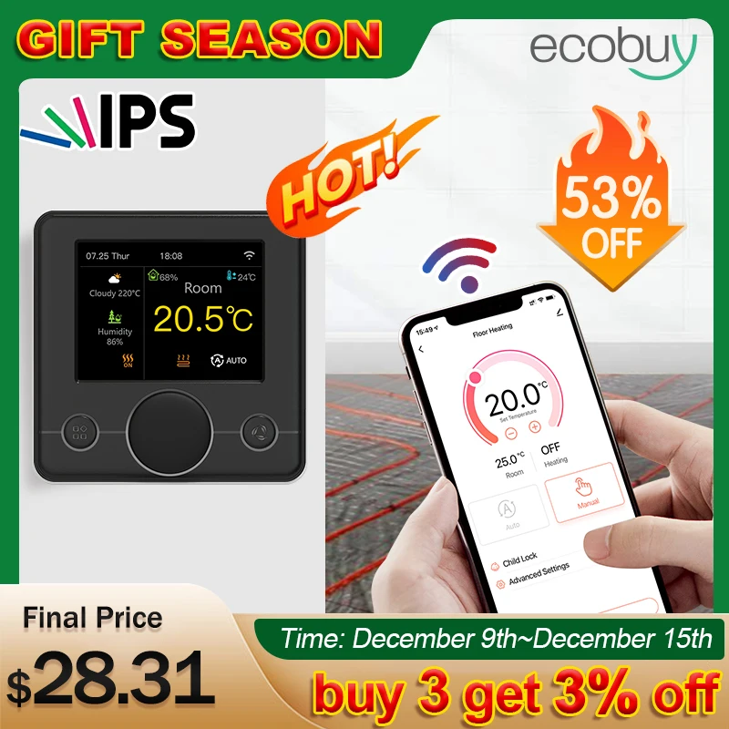 Tuya Smart Home Wifi Heating Thermostat Floor Heating Controller 220V Termostato Intelligente Wifi  Wamr Floor Alexa Google Home