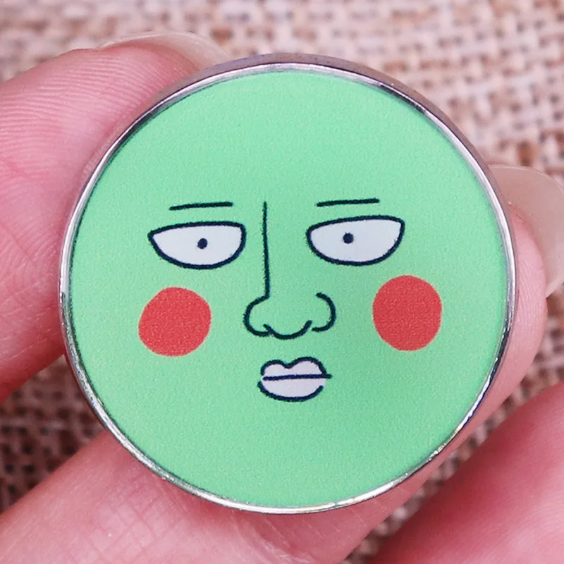 Mob and Psycho 100 Enamel Brooch Fantasy Anime  Peripheral Dimpled Green Ghost Exquisite Badge Collection Jewelry Gifts