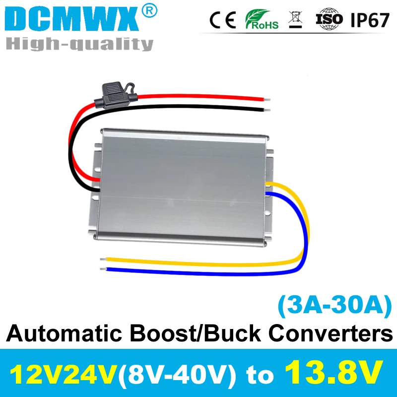 Buck Boost 8-40V to 13.8V 3A 5A 10A 15A 20A 25A 30A Step Up/down DC DC Converter Car Boat 13.8 Volt Voltage Regulator Stabilizer