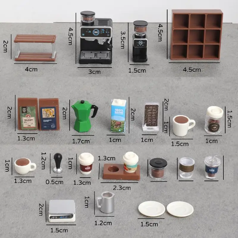 �� 1:12 Puppenhaus Miniatur Kaffeemaschinen-Set Kaffeemaschine Mixer Modell Küche Puppe Elektrogerät Modell Spielzeug – Detail 2