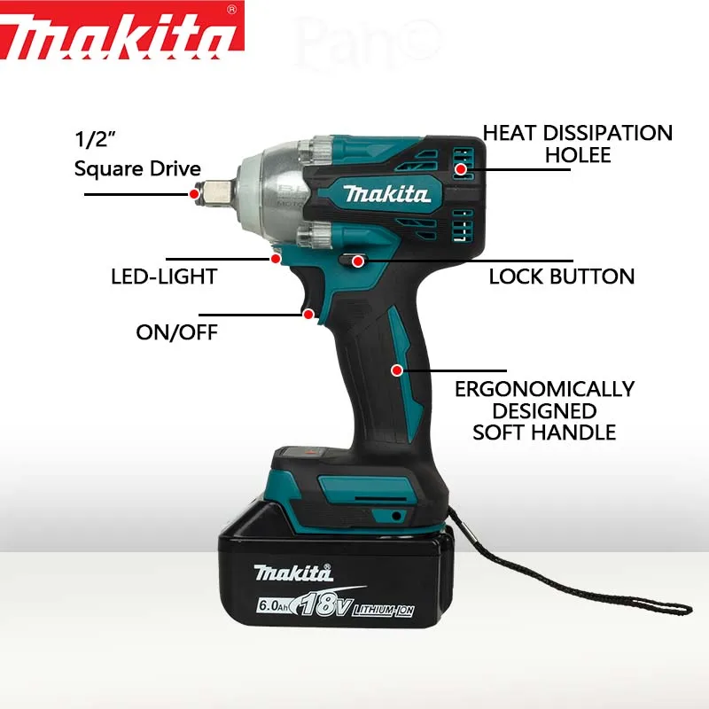 Makita DTW300 brushless lithium battery rechargeable impact wrench High torque rack worker wind cannon scaffolding power tools