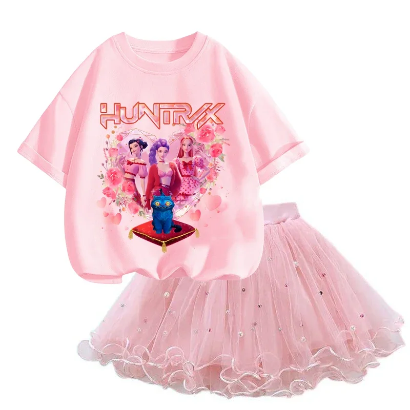 Abito Estivo alla Moda Kpop Demon Hunters per Ragazze, Vestito Tutu Casual con Stampa Cartoon per Bambine